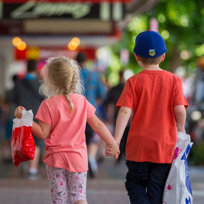 Kids shopping main street