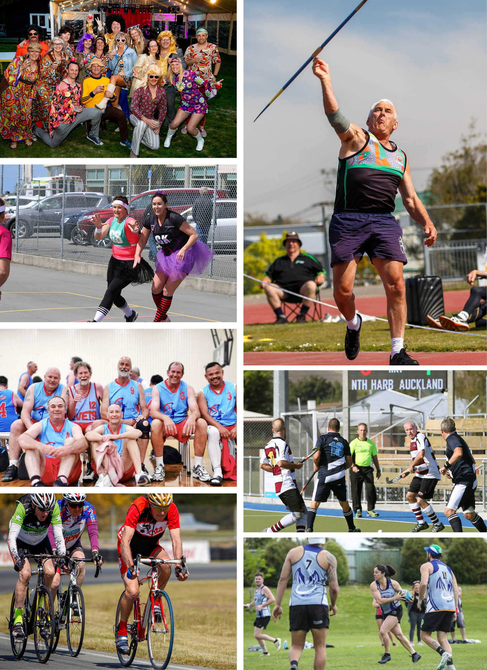 Collage of images from South Island Masters Game