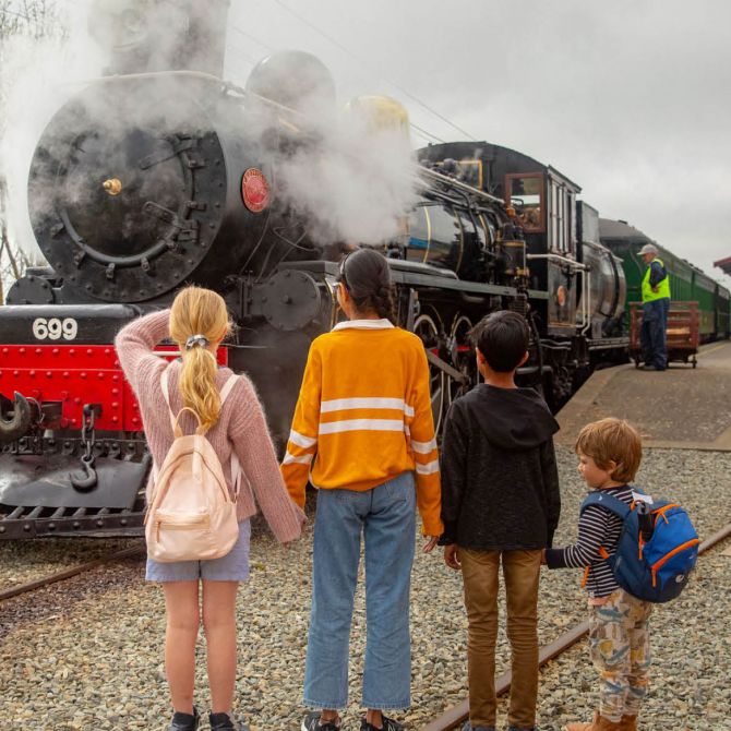 Vintage steam train at Pleasant Point